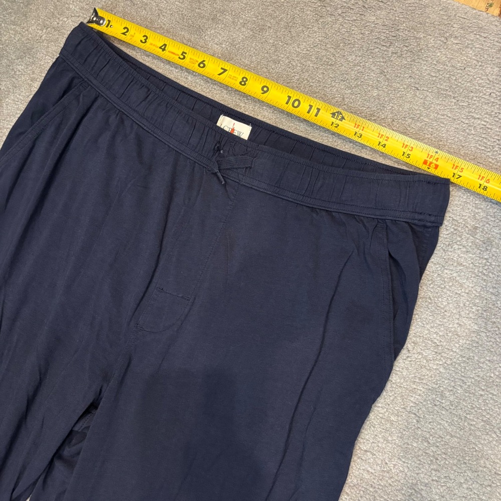 J.Crew Navy Blue Cotton Modal Knit Pajama Set White Piping Long Sleeve Pants L - Picture 6 of 10